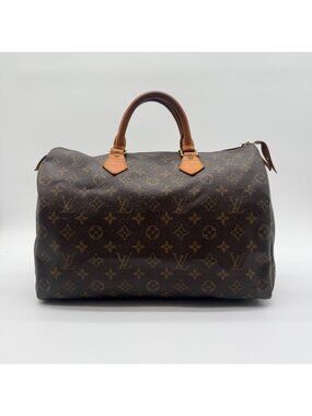 Louis Vuitton Large Handbag Speedy 35 Monogram Leather Brown